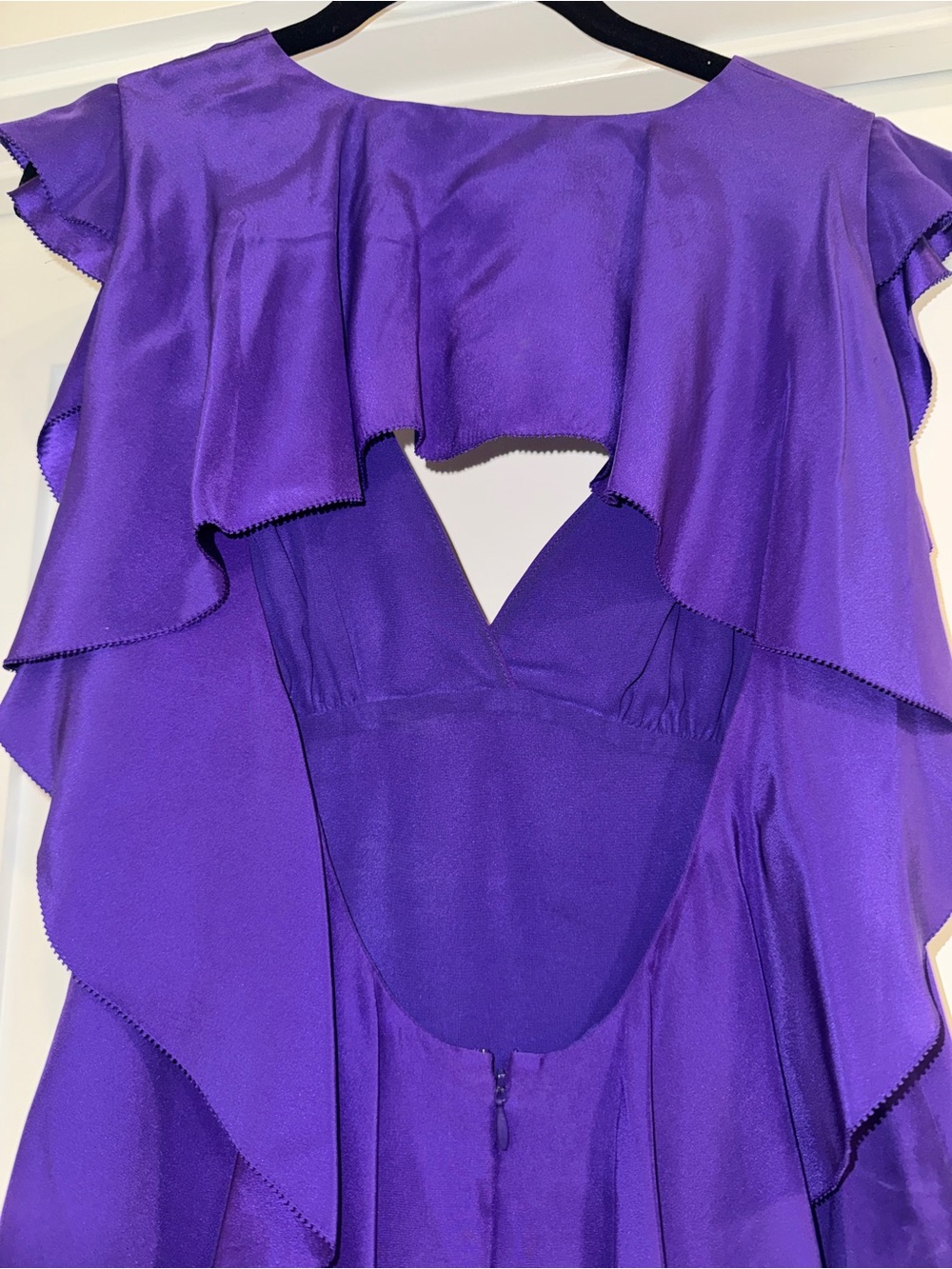 Purple Ruffle Sleeve V-Neck Blouse - Picture 4 of 7